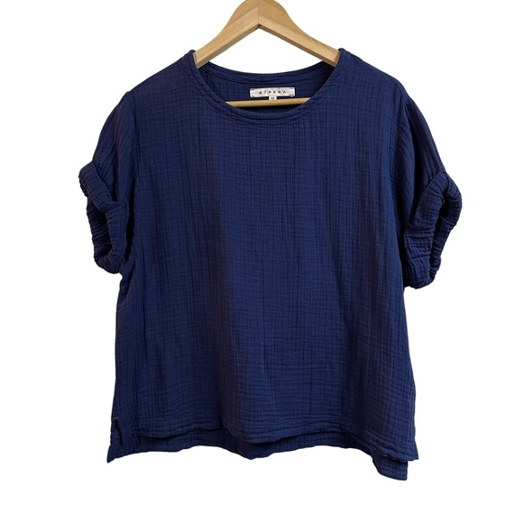 XiRENA Tops - Xirena Savoy Top‎ Navy Cotton Gauze Crinkle Lightweight Pullover Women XS